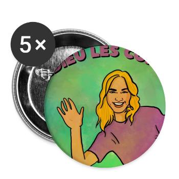 Adieu les cons - Lot de 5 grands badges (56 mm) - blanc - Devant