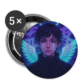 Cyberpunk Angel E-Boy Y2K Synthwave Art - Buttons groß 56 mm (5er Pack) - Weiß - Vorne