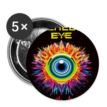 Psychedelisches Augenfeuer - Buttons groß 56 mm (5er Pack) - Weiß - Vorne