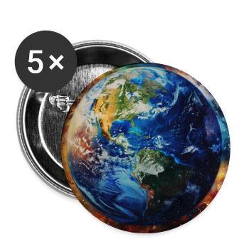 Erde im kosmischen Feuer - Buttons groß 56 mm (5er Pack) - Weiß - Vorne