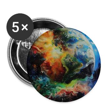 Erde im Farbenzauber - Buttons groß 56 mm (5er Pack) - Weiß - Vorne