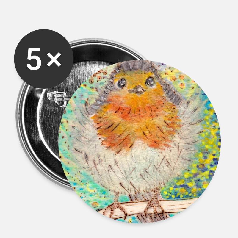 Robin - Buttons large 2.2''/56 mm (5-pack) - white