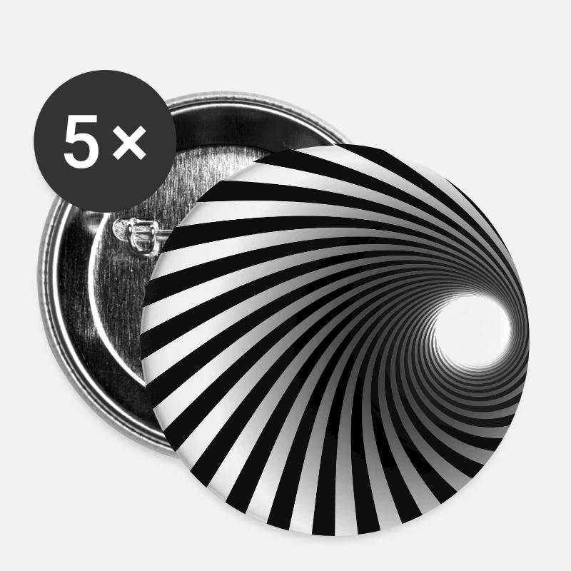 Black White Spiral Vortex - Buttons large 2.2''/56 mm (5-pack) - white