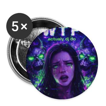 Was zum Teufel, DJs machen tatsächlich Merch - Buttons groß 56 mm (5er Pack) - Weiß - Vorne