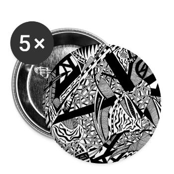 Schwarz-Weiß abstraktes Design Nr. 4 - Buttons groß 56 mm (5er Pack) - Weiß - Vorne