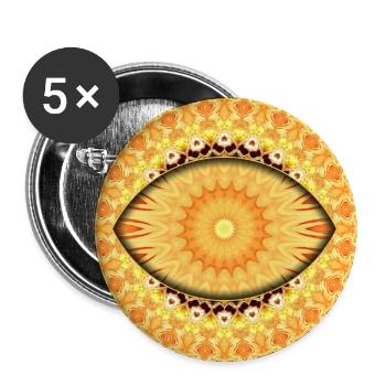 Sonnenmandala Kaleidoskop - Buttons groß 56 mm (5er Pack) - Weiß - Vorne