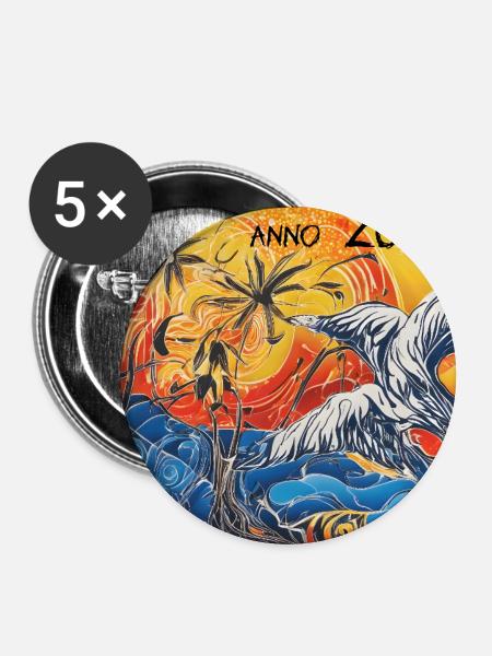 Sonnenuntergangs -Tropen 2026 - Buttons groß 56 mm (5er Pack) - Weiß
