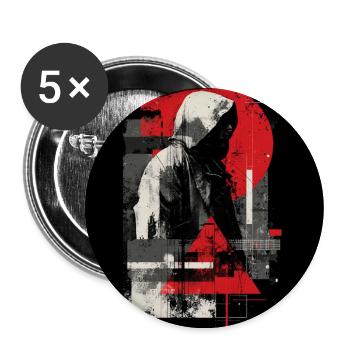 Hooded Mirage: Red-Gray Geometry - Buttons large 2.2''/56 mm (5-pack) - white - Front