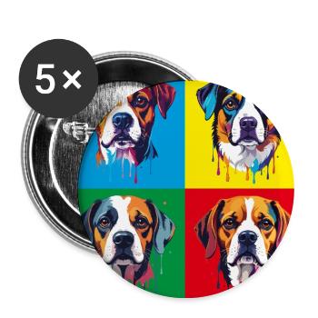 Hund Pop-Art Portrait - Buttons groß 56 mm (5er Pack) - Weiß - Vorne