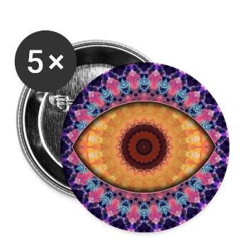 Kaleidoskopisches Augenmandala - Buttons groß 56 mm (5er Pack) - Weiß - Vorne