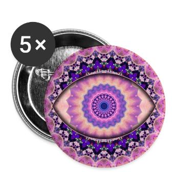 Kaleidoskopisches Augenmandala - Buttons groß 56 mm (5er Pack) - Weiß - Vorne