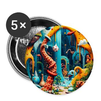 Colorful Dream World Dinosaur - Buttons large 2.2''/56 mm (5-pack) - white - Front
