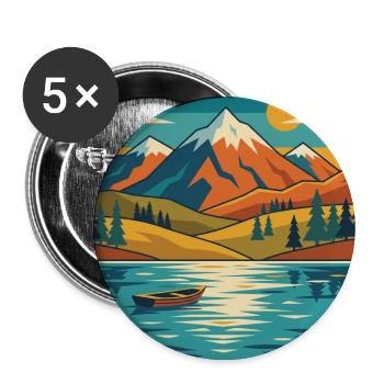 Bergsee-Dämmerung - Buttons groß 56 mm (5er Pack) - Weiß - Vorne