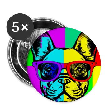 Pop Art Pup  - Buttons large 2.2''/56 mm (5-pack) - white - Front