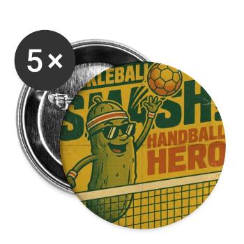 Pickleball Smash Handball Hero Cartoon Cucumber - Buttons large 2.2''/56 mm (5-pack) - white - Front