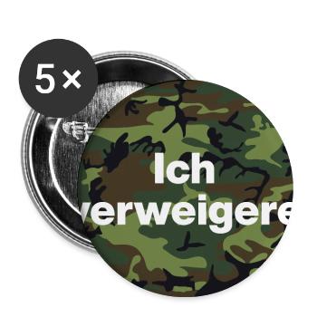 ICH VERWEIGERE DEN DIENST AN DER WAFFE! BUND - Buttons groß 56 mm (5er Pack) - Weiß - Vorne