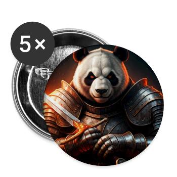 Panda warrior in fire armor - Buttons large 2.2''/56 mm (5-pack) - white - Front