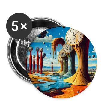 Schmelzende Glocken-Surreel-Landschaft - Buttons groß 56 mm (5er Pack) - Weiß - Vorne