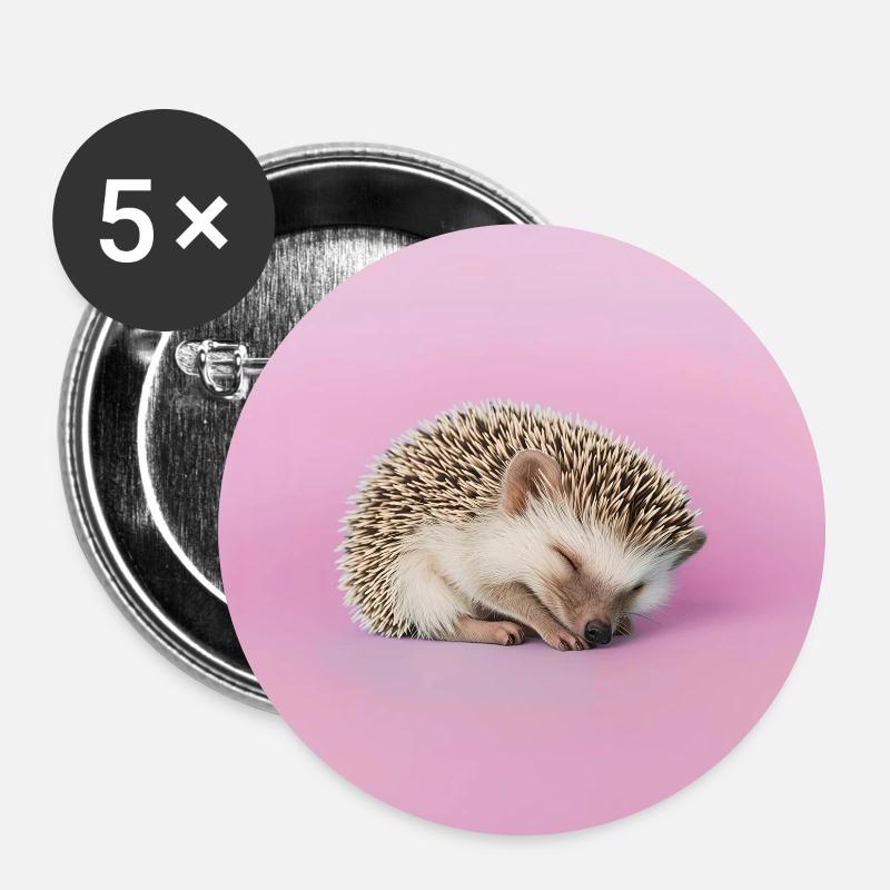Sleeping hedgehog on pasty pink background - Buttons large 2.2''/56 mm (5-pack) - white