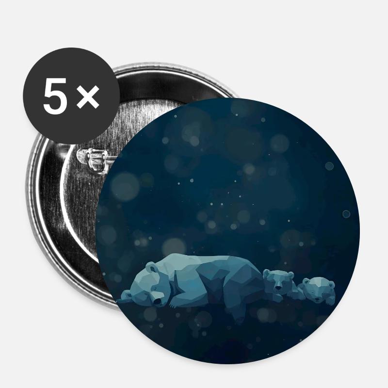 Blue Night Geometric Polar Bears - Buttons large 2.2''/56 mm (5-pack) - white