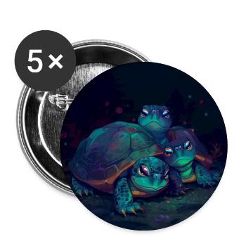 Trois tortues luminescentes - Lot de 5 grands badges (56 mm) - blanc - Devant