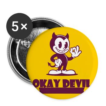 Okay Devil Mascot on Yellow - Buttons large 2.2''/56 mm (5-pack) - white - Front