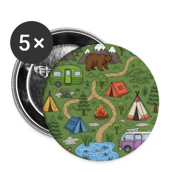 Illustration d’aventure de camping en forêt - Lot de 5 grands badges (56 mm) - blanc - Devant