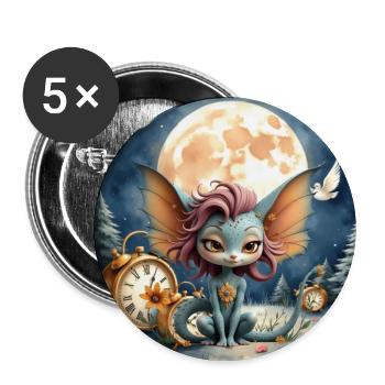 Night Fairy with Lunar Wings - Buttons large 2.2''/56 mm (5-pack) - white - Front