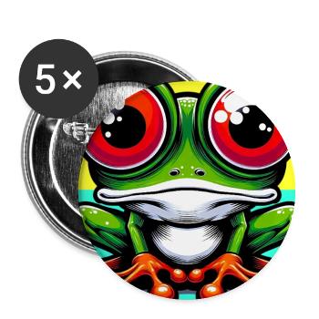 grenouille - Lot de 5 grands badges (56 mm) - blanc - Devant