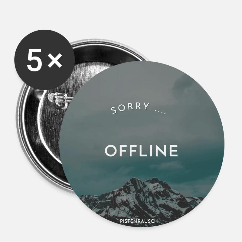 Offline in den Bergen - Buttons groß 56 mm (5er Pack) - Weiß