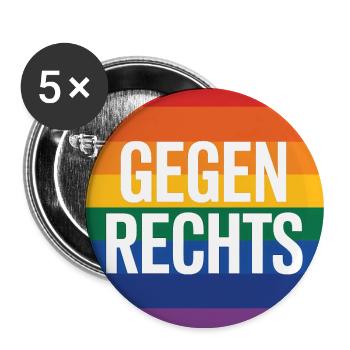 Gegen Rechts - Antifa Regenbogen Tee - Buttons groß 56 mm (5er Pack) - Weiß - Vorne