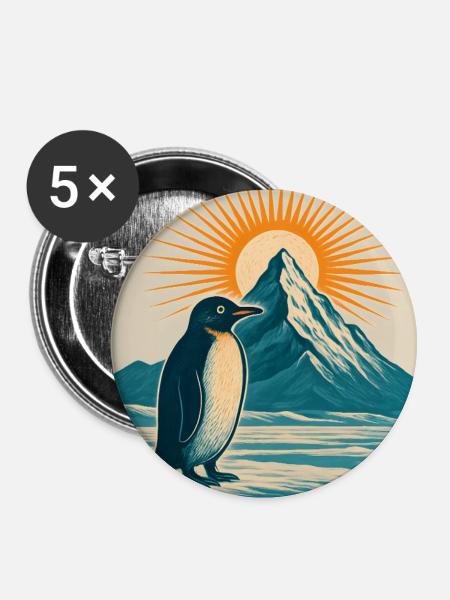 Polarsonne über Berglandschaft - Buttons groß 56 mm (5er Pack) - Weiß