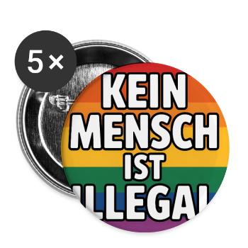 Kein Mensch ist Illegal - Gegen Rechts - Buttons groß 56 mm (5er Pack) - Weiß - Vorne