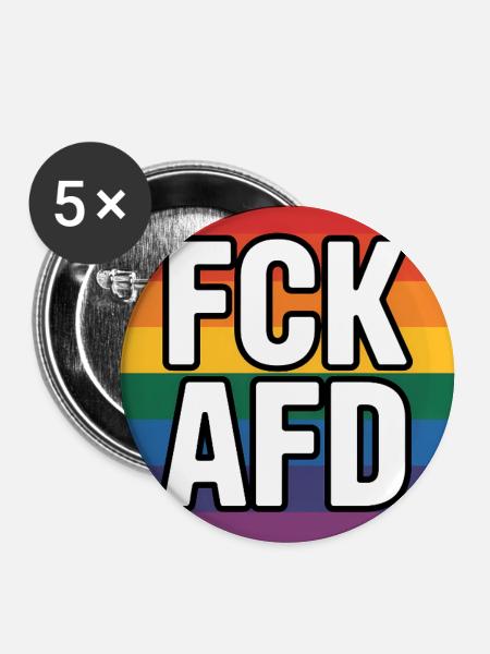 FCK AFD - Antifa Tee - Buttons groß 56 mm (5er Pack) - Weiß