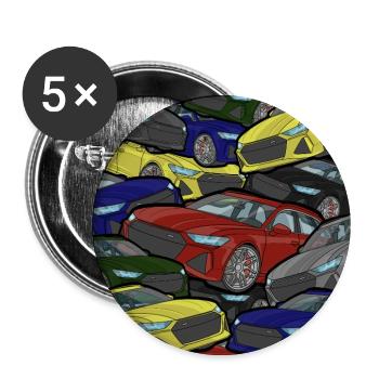 Kaleidoskop Autos Farbexplosion - Buttons groß 56 mm (5er Pack) - Weiß - Vorne