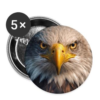 Adler in Nahaufnahme: Golden Gaze - Buttons groß 56 mm (5er Pack) - Weiß - Vorne