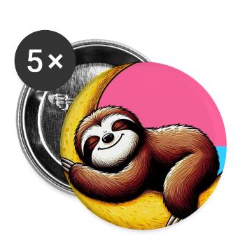 La paresse dort sur la Lune - Lot de 5 grands badges (56 mm) - blanc - Devant