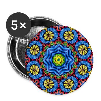 Kaleidoscope Mandala Color Fire - Buttons large 2.2''/56 mm (5-pack) - white - Front