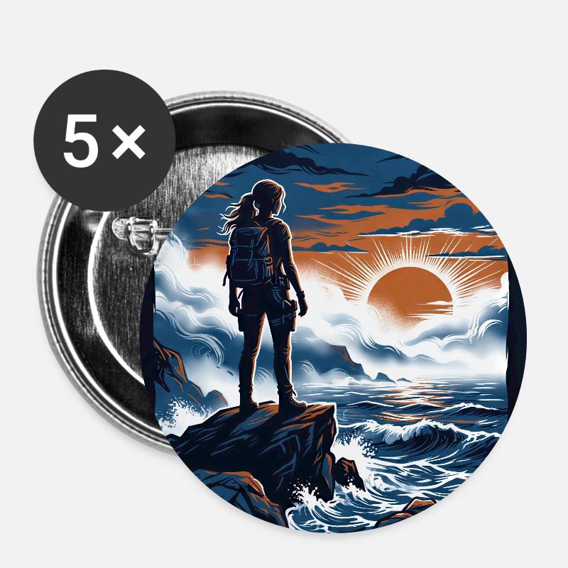 Sunset on the cliff edge - Buttons large 2.2''/56 mm (5-pack) - white