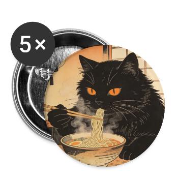 Chat mignon Ramen nouilles Japon Vague Cadeau rétr - Lot de 5 grands badges (56 mm) - blanc - Devant