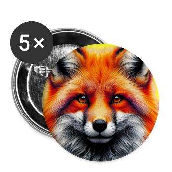 Fuchs - Buttons groß 56 mm (5er Pack) - Weiß - Vorne