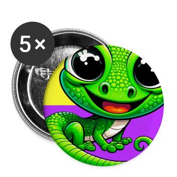 Gecko - Lot de 5 grands badges (56 mm) - blanc - Devant