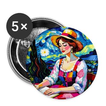 Nocturnal patchwork font - Buttons large 2.2''/56 mm (5-pack) - white - Front