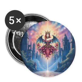 Winged Queen in Celestial Portal - Buttons large 2.2''/56 mm (5-pack) - white - Front