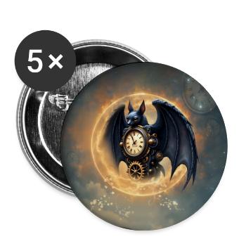 Steampunk Geflügelte Wache - Buttons groß 56 mm (5er Pack) - Weiß - Vorne