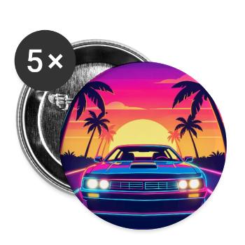 Neon Sunset Drive - Buttons groß 56 mm (5er Pack) - Weiß - Vorne