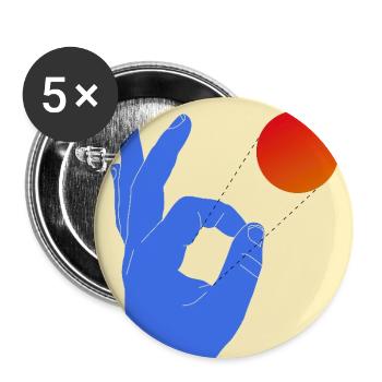 Retro-Pop-Art-Tischtennis-Flick-Grafik - Buttons groß 56 mm (5er Pack) - Weiß - Vorne
