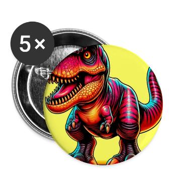 dinosaure - Lot de 5 grands badges (56 mm) - blanc - Devant