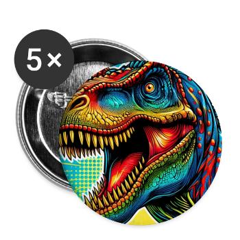 dinosaure - Lot de 5 grands badges (56 mm) - blanc - Devant