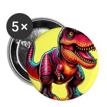 Dinosaurier - Buttons groß 56 mm (5er Pack) - Weiß - Vorne